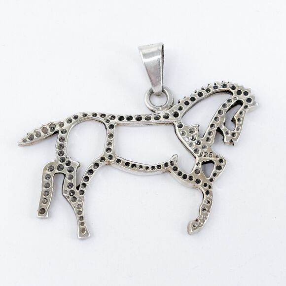 Vintage Sterling Silver 925 Openwork Horse Pendant - Picture 5 of 8